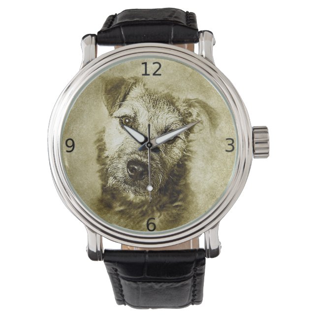 Eleganter Vintager Hundeschrift Armbanduhr (Vorderseite)