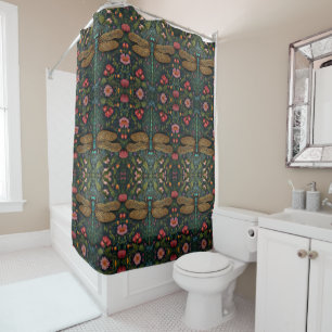 Eleganter Vintager Libellenboho botanisch Duschvorhang