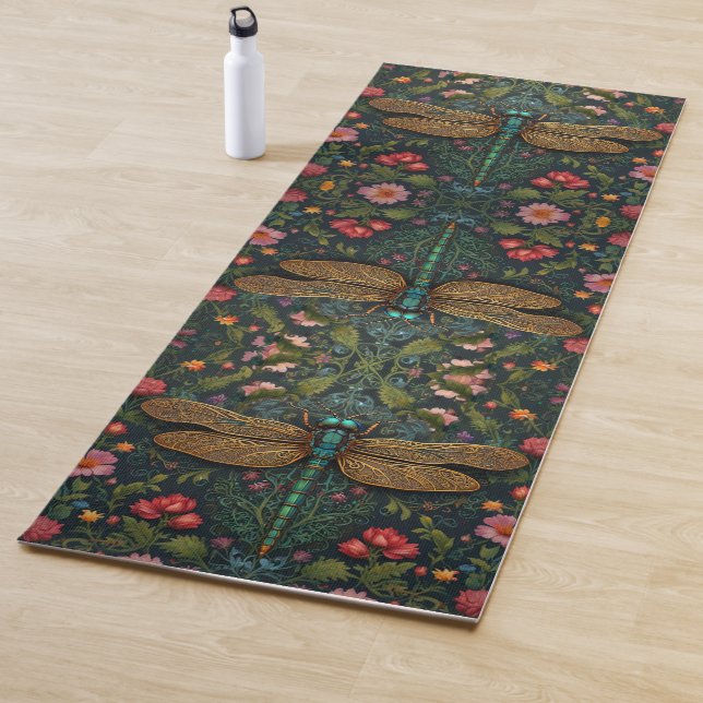 Eleganter Vintager Libellenboho botanisch Yogamatte (Beispiel)