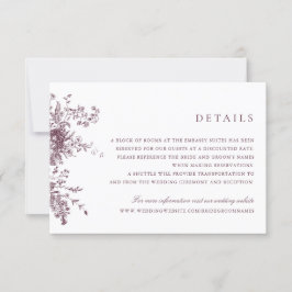 Eleganter Vintager Merlot Hochzeitsdetails Einladung