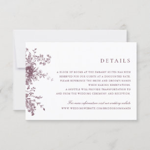 Eleganter Vintager Merlot Hochzeitsdetails Einladung
