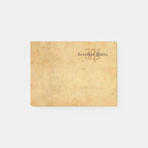 Eleganter Vintager Monogram Alter Handtext Post-it Klebezettel
