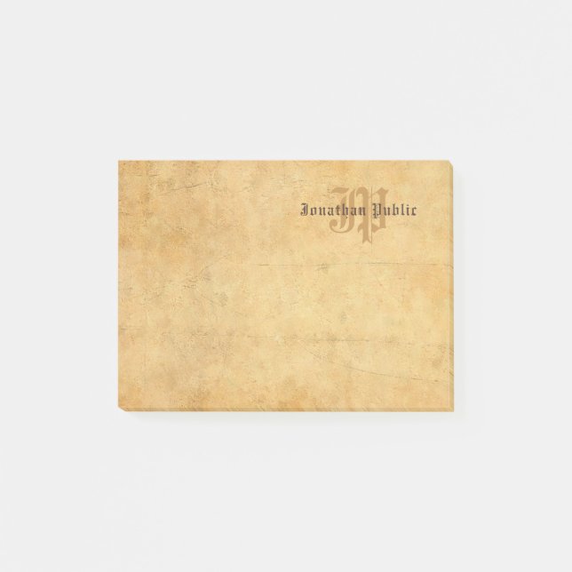 Eleganter Vintager Monogram Alter Handtext Post-it Klebezettel (Vorderseite)