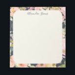Eleganter Vintager Name der Seestreitkräfte, Perso Notizblock<br><div class="desc">Ein stilvolles personalisiertes Notizblock mit elegantem Vintagem bohobischem Blumenmuster in marineblau.</div>