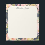 Eleganter Vintager Name der Seestreitkräfte, Perso Notizblock<br><div class="desc">Ein stilvolles personalisiertes Notizblock mit elegantem Vintagem bohobischem Blumenmuster in marineblau.</div>