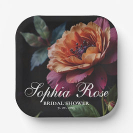 Eleganter Vintager Pachy-Rot-Blütenboho Pappteller