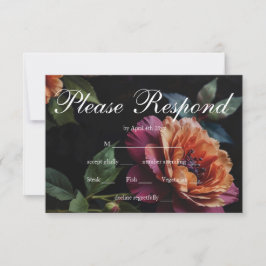 Eleganter Vintager Pachy-Rot-Blütenboho RSVP Karte