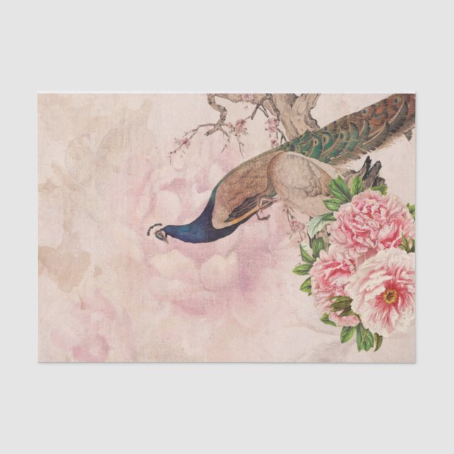 Eleganter Vintager Pfau Seidenpapier (Vorderseite)