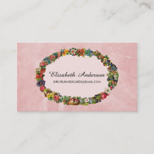 Eleganter Vintager Rahmen Rose mit Namen Visitenkarte