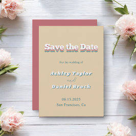 Eleganter Vintager Retro 70er Groovy Moderne Hochz Save The Date