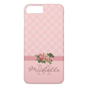 Eleganter Vintager rosa karierter u. Case-Mate iPhone Hülle