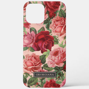 Eleganter Vintager Rosa Rose Individuelle Name Case-Mate iPhone Hülle