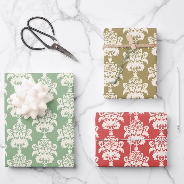 Eleganter Vintager Rotwein-Golddampfer Geschenkpapier Set (Vorderseite)