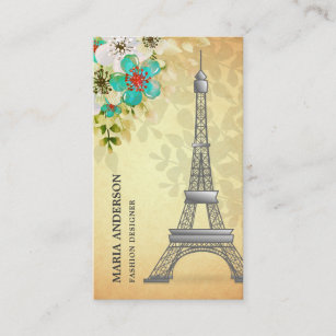 Eleganter Vintager Rustikaler Pariser Eiffelturm Visitenkarte