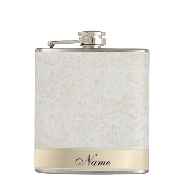 Eleganter, Vintager, sanfter, blumengeschmückter N Flachmann (Vorderseite)