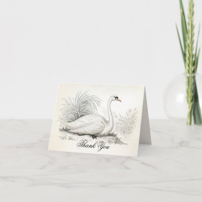 Eleganter Vintager Schwan Dankeschön-Karte Dankeskarte (Vorderseite)