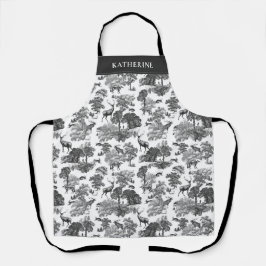 Eleganter Vintager Schwarz-weißer Toile Deer Fox Schürze