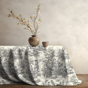 Eleganter Vintager, schwarzer Jouy-Toile Tischdecke