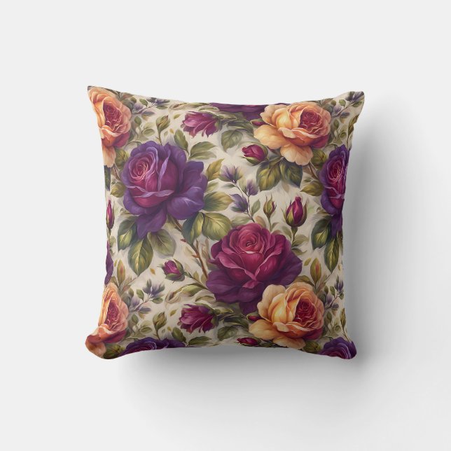 Eleganter Vintager stilvoller romantischer Blumenc Kissen (Vorderseite)
