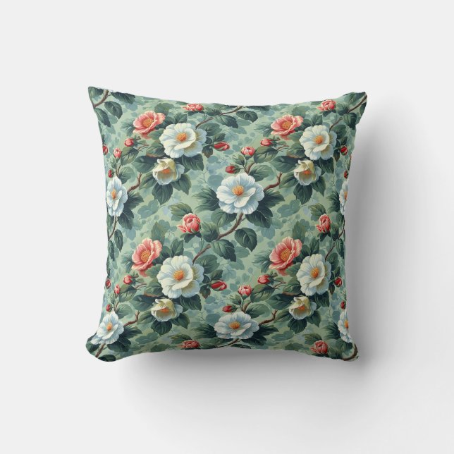 Eleganter Vintager stilvoller romantischer Blumenc Kissen (Vorderseite)