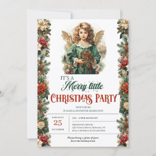 Eleganter Vintager Viktorianischer Weihnachtsgel Einladung