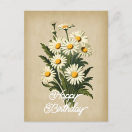 Eleganter Vintager White Daisy Blume Happy Birthda Postkarte