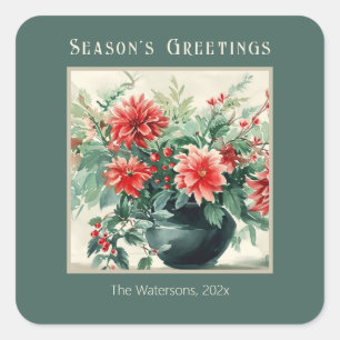 Eleganter Vintager Winter Floral Sticker
