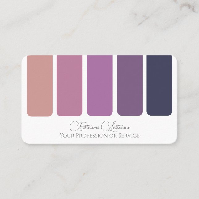 Eleganter violetter Farbpalettenkalligraphie QR-Co Visitenkarte (Vorderseite)