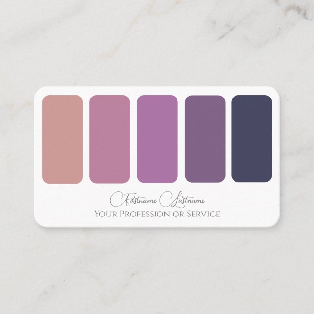 Eleganter violetter Farbpalettenkalligraphie QR-Co Visitenkarte (Vorderseite)