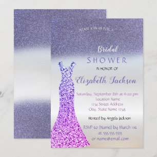 Eleganter violetter Glitter-Bokeh, Brautkleid Brau Einladung