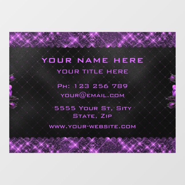 Eleganter violetter Glitzer Funkelnd Fensteraufkleber (Blatt)