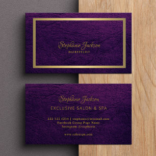 Eleganter violetter Leder-Goldrahmen professionell Visitenkarte