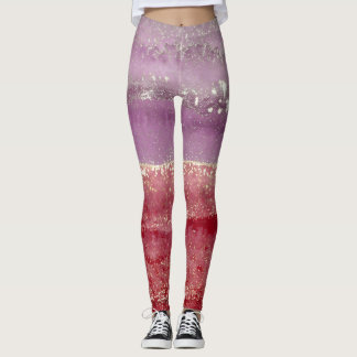 Eleganter violetter und goldener Glitter Leggings