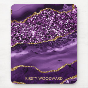 Eleganter violetter und goldener glitzernder Ozean Mousepad