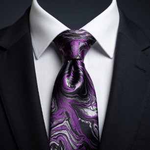Eleganter violetter und schwarzer Marmor mit Wirbe Krawatte