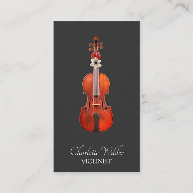 Eleganter Violinist Black Visitenkarte (Vorderseite)