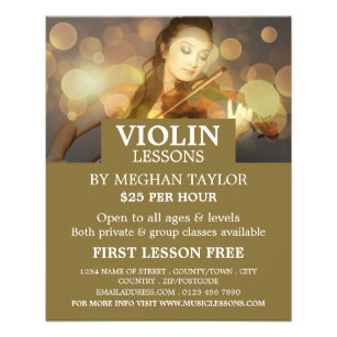 Eleganter Violinist, Violine-Lektionen Werbung Flyer
