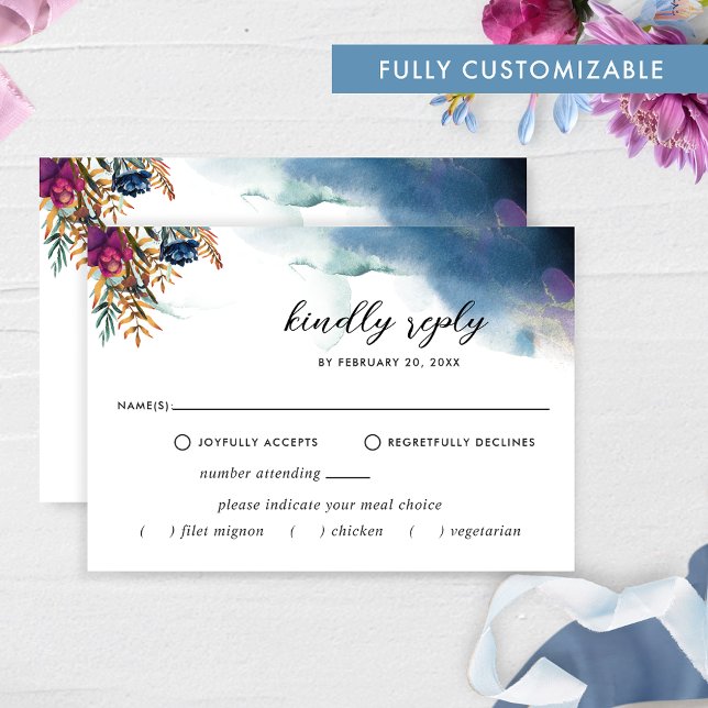 Eleganter, vollständig individualisierbarer Celest RSVP Karte (Von Creator hochgeladen)