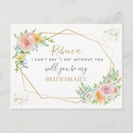 Eleganter Vorschlag von Floral und Gold BRIDESMAID Einladungspostkarte