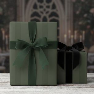 Eleganter Waldgrün auf grünen dicken Streifen Geschenkpapier