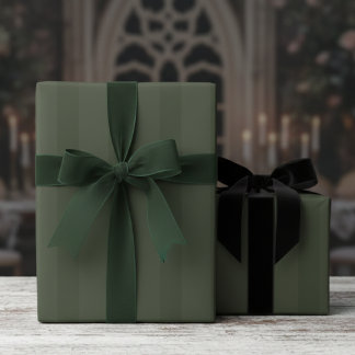 Eleganter Waldgrün auf grünen dicken Streifen Geschenkpapier