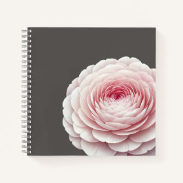 Eleganter warmer Holzkohle-Rosé-Blumen-Botanik Notizbuch