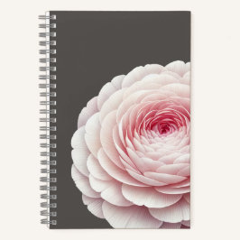 Eleganter warmer Holzkohle-Rosé-Blumen-Botanik Notizbuch