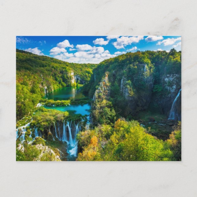 Eleganter Wasserfall landschaftlich, Kroatien Postkarte (Vorderseite)