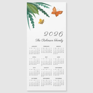 Eleganter Wasserfalter-Kalender 2026 im Wasserfarb Magnetkarte