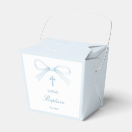 Eleganter Wasserfarbe Blau Schleife Taufe Take Out Geschenkschachtel