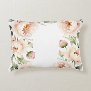 Eleganter Wasserfarbe-Blush-Pfingstrosen-Blumenhin Dekokissen