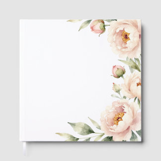 Eleganter Wasserfarbe-Blush-Pfingstrosen-Blumenhin Gästebuch