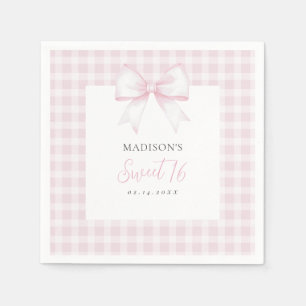 Eleganter Wasserfarbe Rosa Bogen Sweet 16 Mädchen Serviette