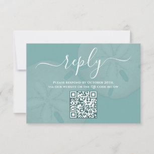 Eleganter Wasserfarbe-Strand-Dollar-QR-Code RSVP Karte